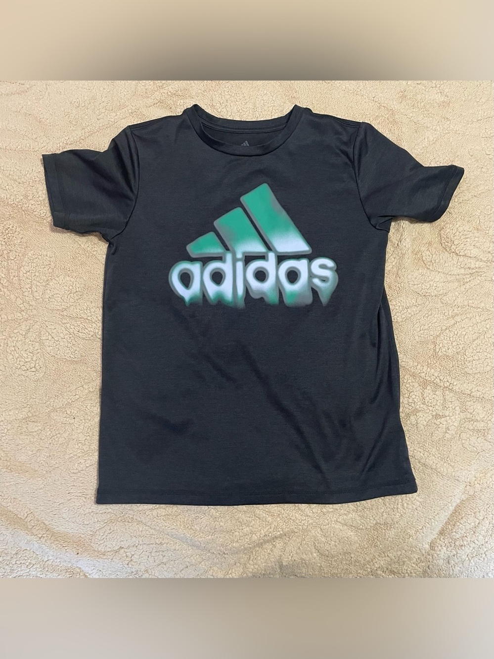 adidas Black Tee with Teal Gradient Logo